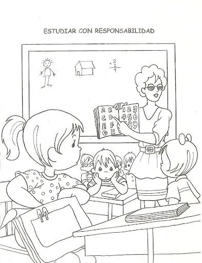 Pinto Dibujos: Niños estudiando con responsabilidad para colorear Pinto Dibujos: Niños estudiando con responsabilidad para colorear