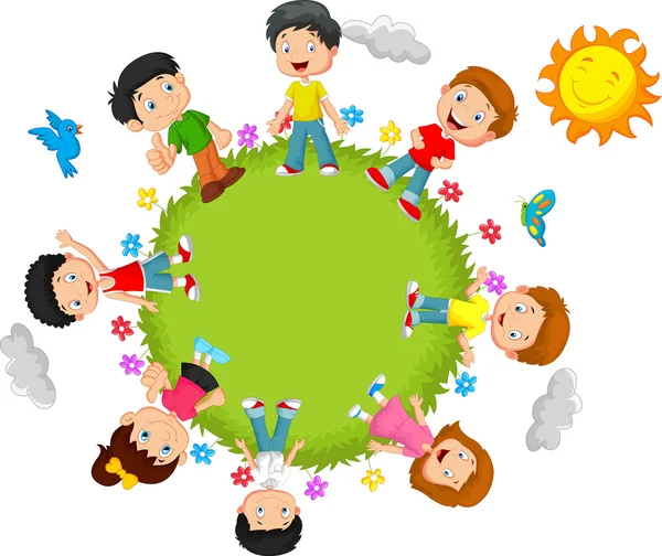 Niños felices caricaturas — Vector stock © tigatelu #53337309 Niños felices caricaturas — Vector stock © tigatelu #53337309
