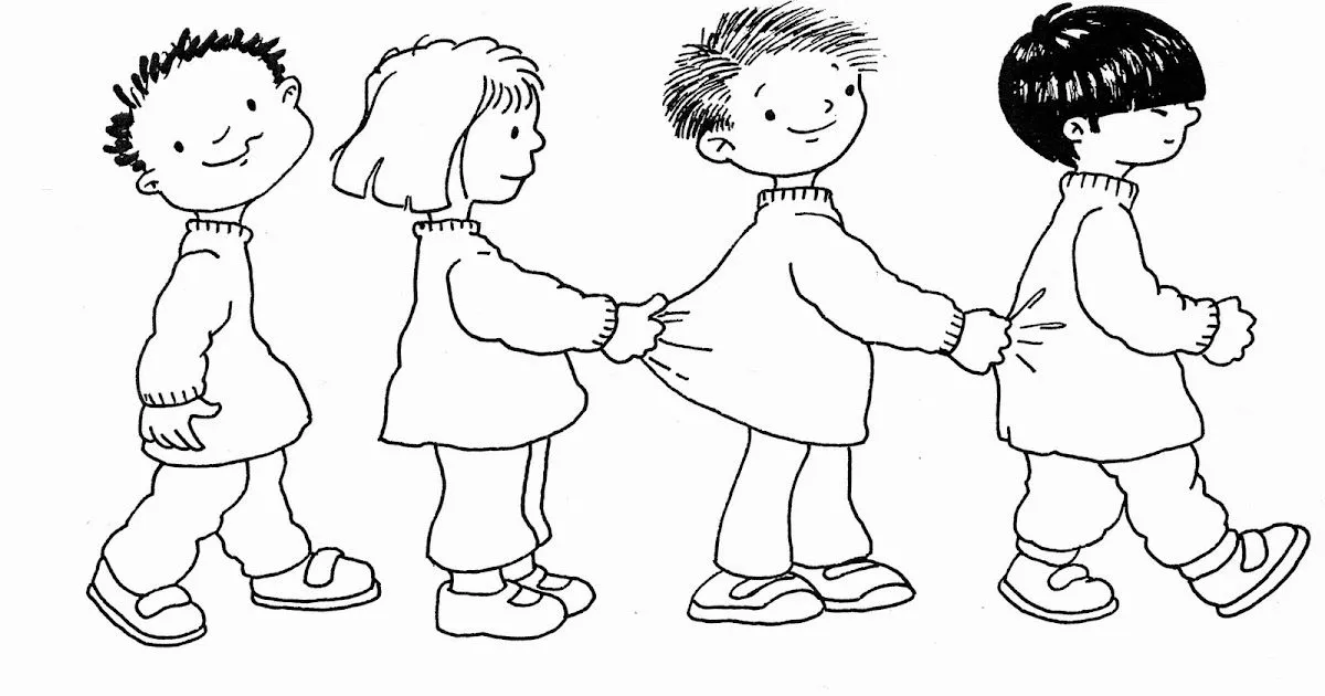 Niños en fila para colorear ~ Dibujos para Colorear Infantil Niños en fila para colorear ~ Dibujos para Colorear Infantil