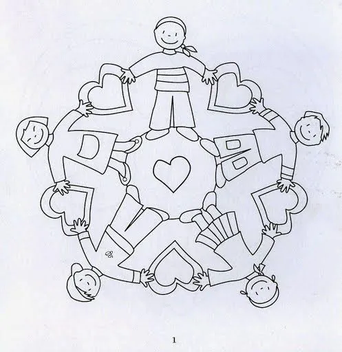 Niños formando un Circulo para Colorear e Imprimir | Para niños