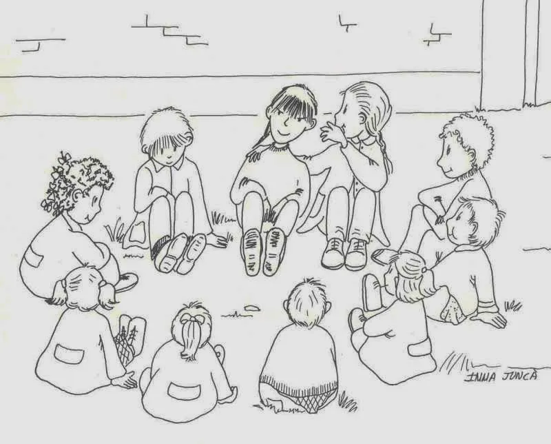 Niños formando un Circulo para Colorear e Imprimir | Para niños