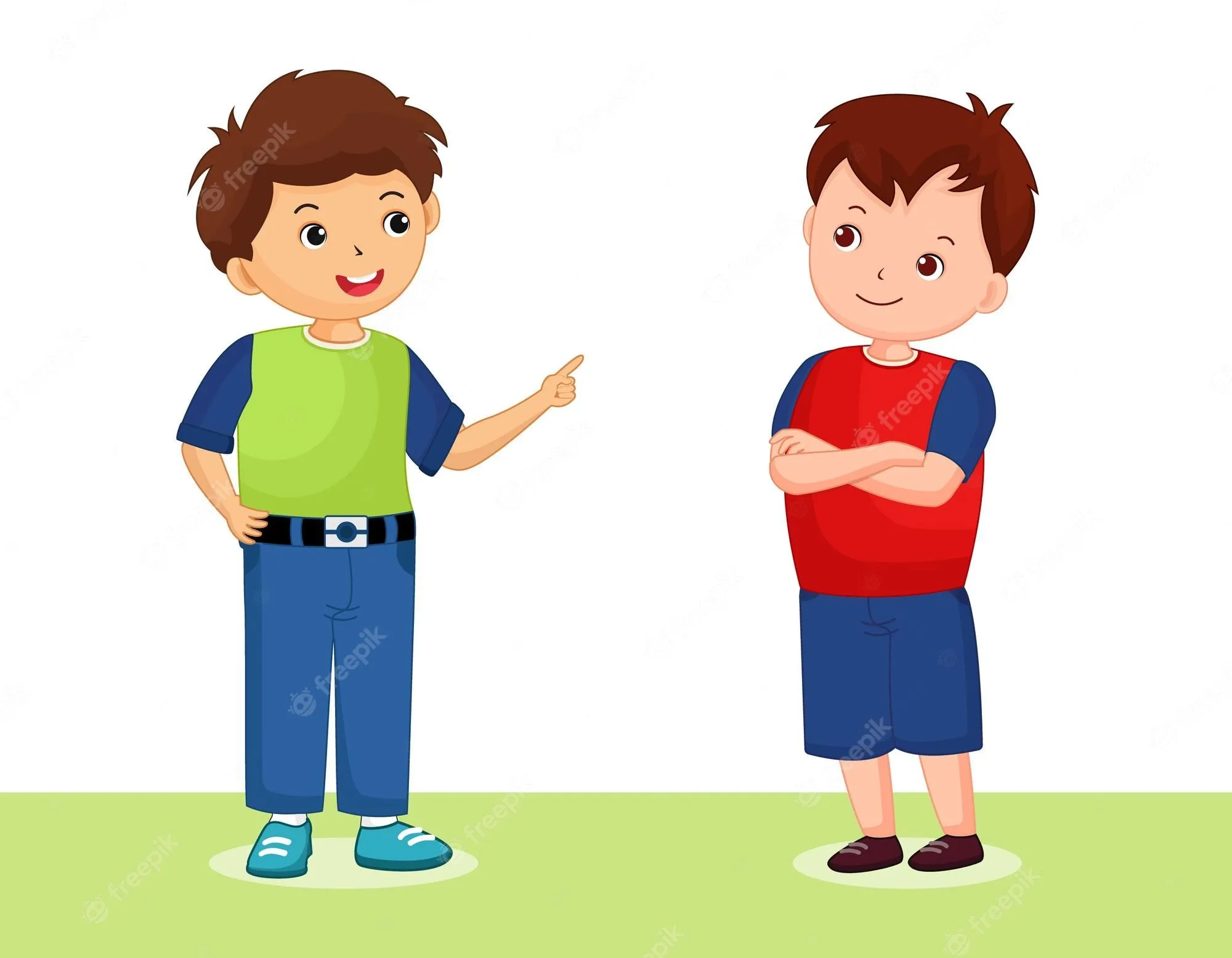 Dos niños hablando, personaje de dibujos animados | Vector Premium Dos niños hablando, personaje de dibujos animados | Vector Premium