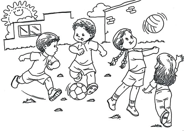 Imagenes para colorear de niños animados jugando - Imagui