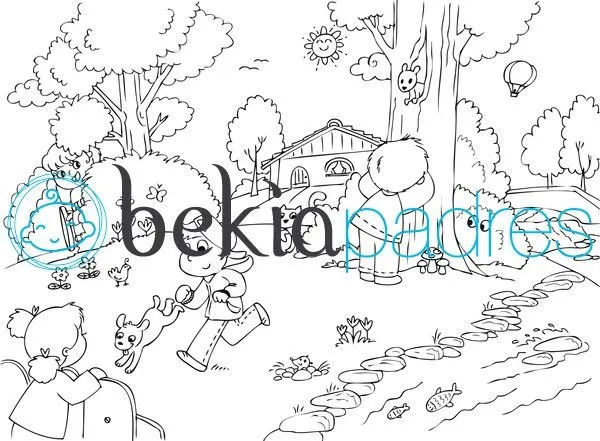 Niños jugando en el parque: dibujo para colorear Niños jugando en el parque: dibujo para colorear