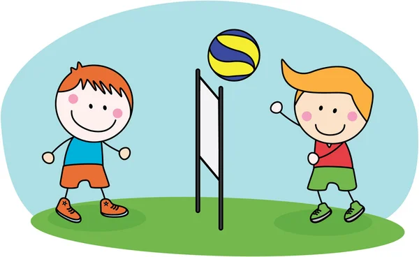 Niños jugando a la pelota de voley — Vector stock © redrockerz99 ... Niños jugando a la pelota de voley — Vector stock © redrockerz99 ...