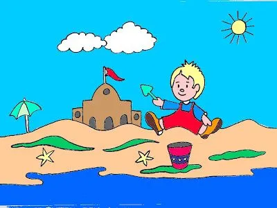 Niños jugando en la playa para colorear - Imagui Niños jugando en la playa para colorear - Imagui