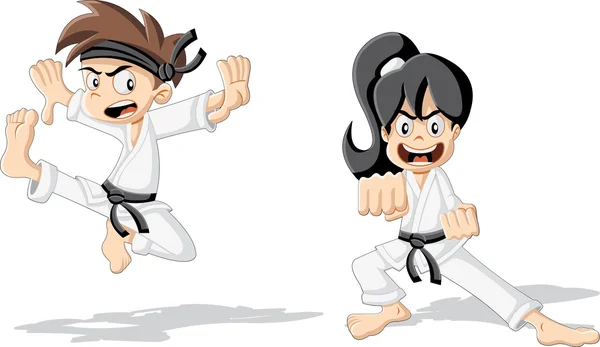 Niños de karate dibujos animados — Vector stock © deniscristo ...