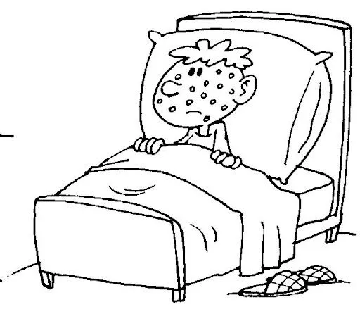 Niño enfermo en cama para colorear - Imagui