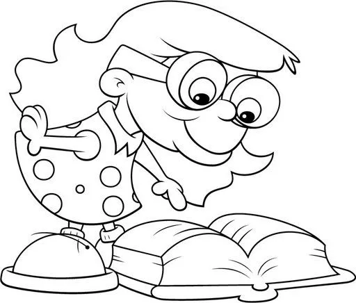Un niño leyendo un libro para colorear - Imagui