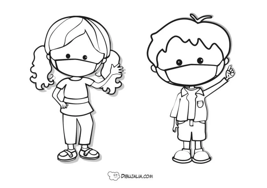 Niños con mascarilla - Dibujo #1445 - Dibujalia - Dibujos para Colorear y Recursos Educativos Niños con mascarilla - Dibujo #1445 - Dibujalia - Dibujos para Colorear y Recursos Educativos