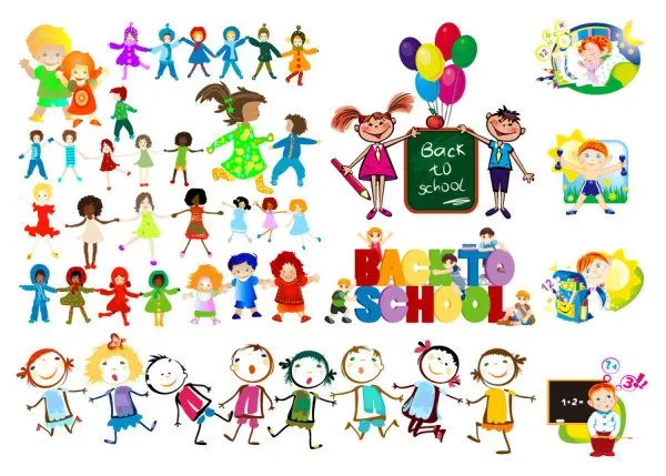 Niños de palabras clave, de la mano a escuela caricatura niños ... Niños de palabras clave, de la mano a escuela caricatura niños ...