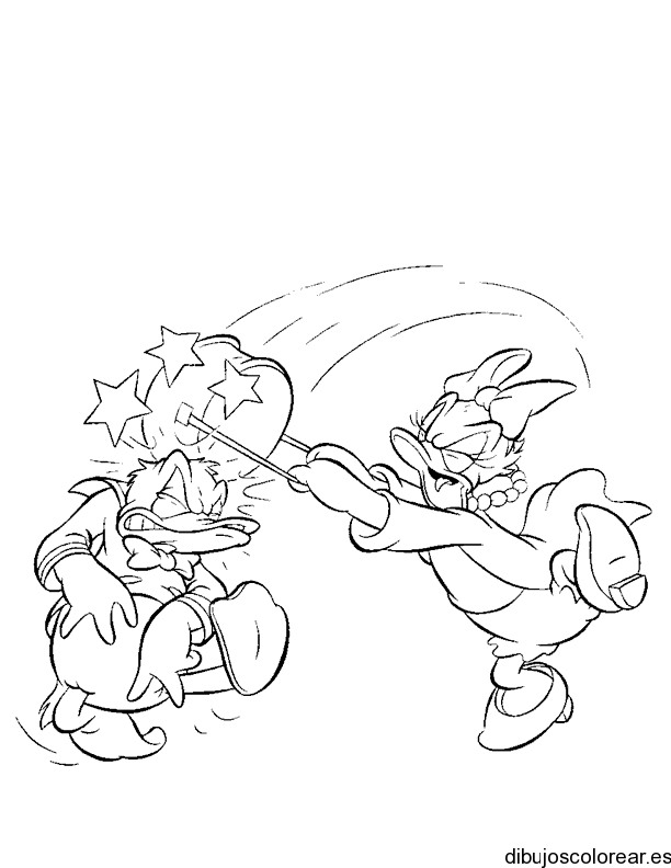 Dibujo de Daisy peleando con Donald | Dibujos para Colorear Dibujo de Daisy peleando con Donald | Dibujos para Colorear