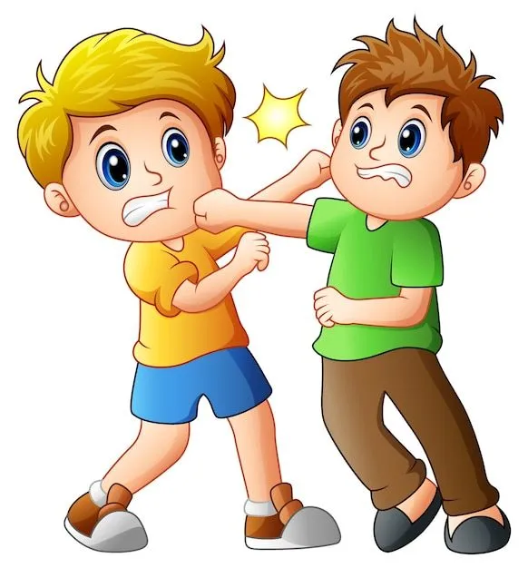 Dos niños peleando | Vector Premium