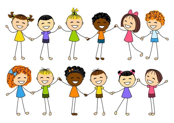 Niños tomados de la mano — Vector stock © Huhli13 #43946593 Niños tomados de la mano — Vector stock © Huhli13 #43946593