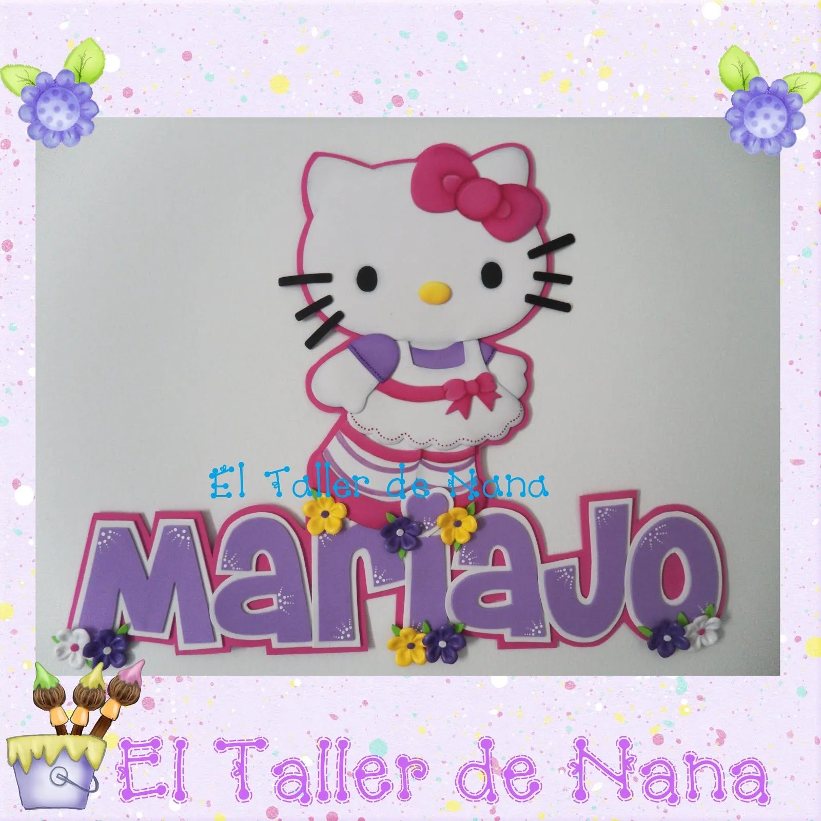 Nombre - Aplique de Hello Kitty en foami - El Taller de Nana