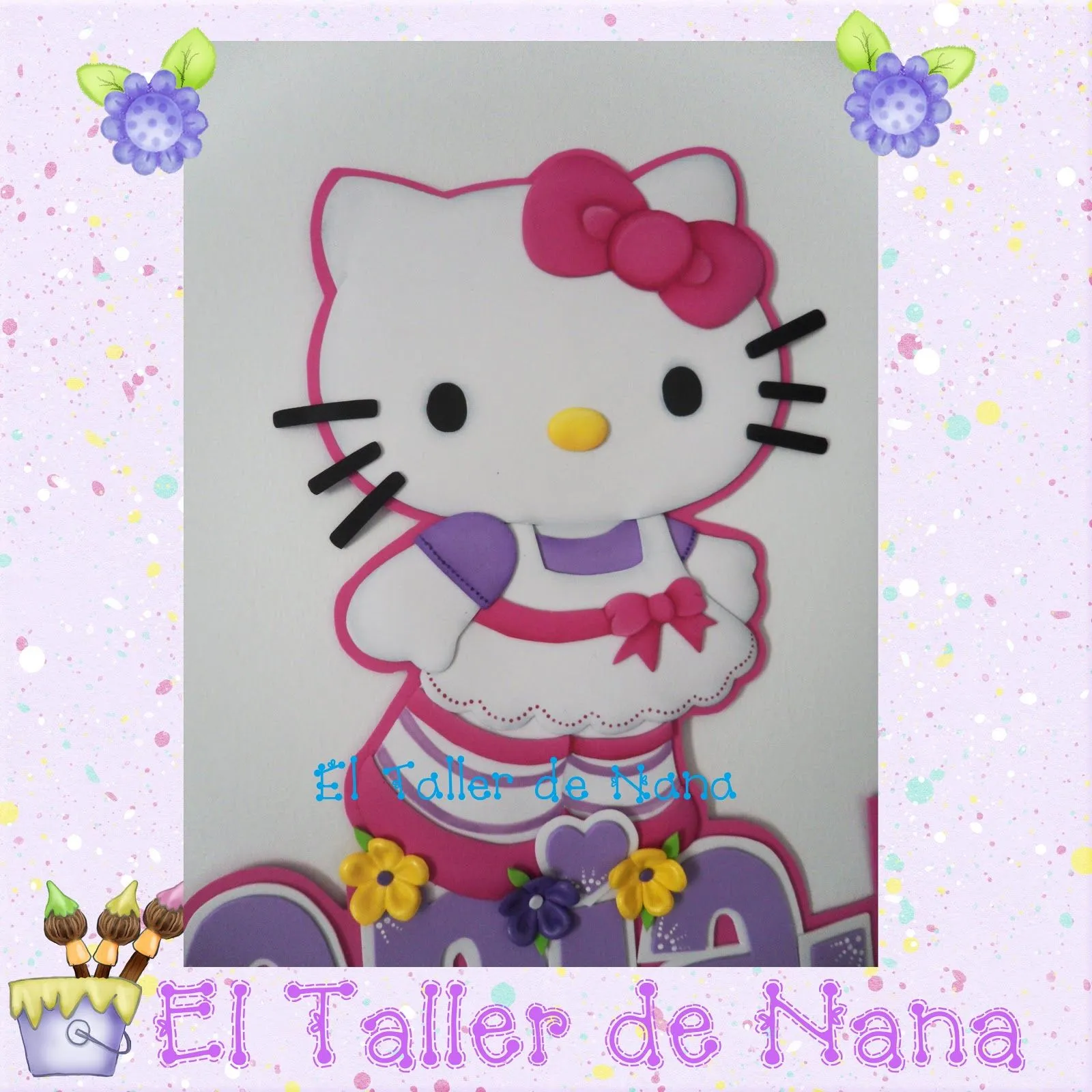 Nombre - Aplique de Hello Kitty en foami - El Taller de Nana Nombre - Aplique de Hello Kitty en foami - El Taller de Nana