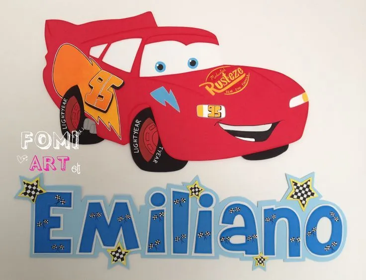 Nombre con aplique Rayo Mcqueen en fomi | FomiArt! | Pinterest ...