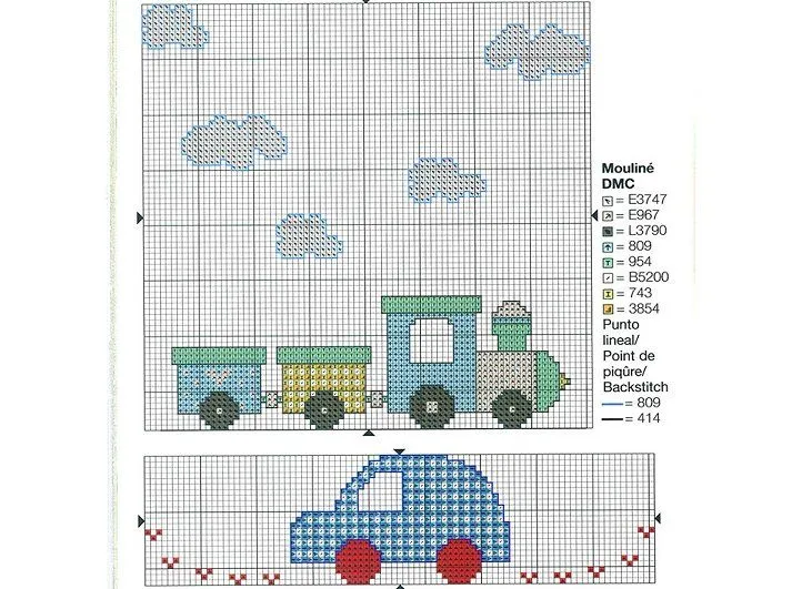 Carritos bordados en punto de cruz - Imagui