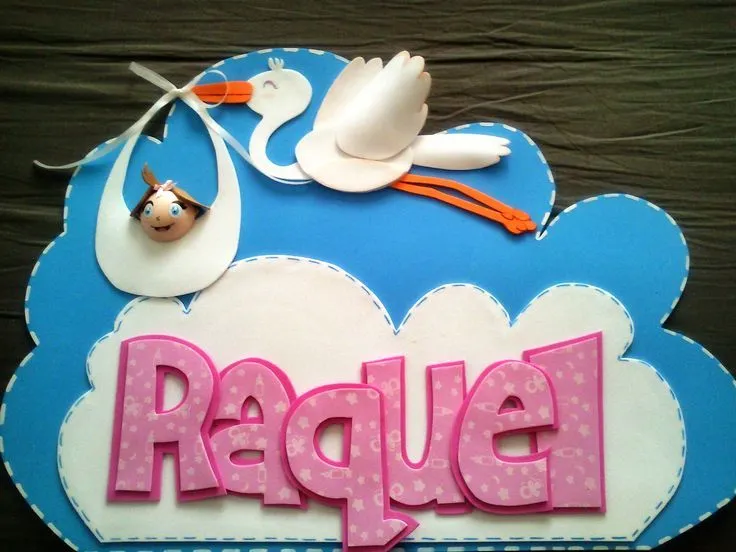 Nombre decorativo con Cigüeña y bebé / Goma EVA / Craft Foam , A ... Nombre decorativo con Cigüeña y bebé / Goma EVA / Craft Foam , A ...