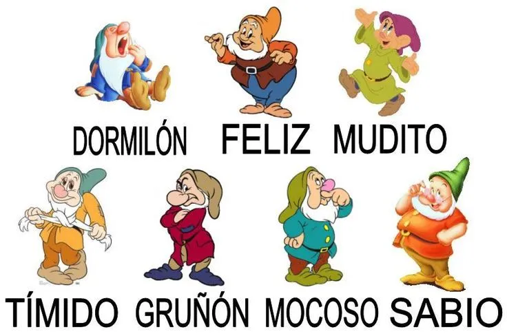 Nombre de los 7 enanitos | Describir 2 : sentimentos, emociones ... Nombre de los 7 enanitos | Describir 2 : sentimentos, emociones ...