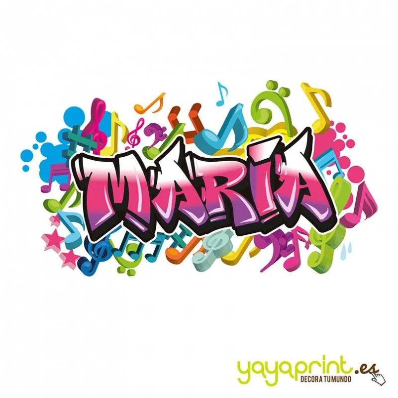 Nombre de graffiti de vinilo con notas musicales Nombre de graffiti de vinilo con notas musicales