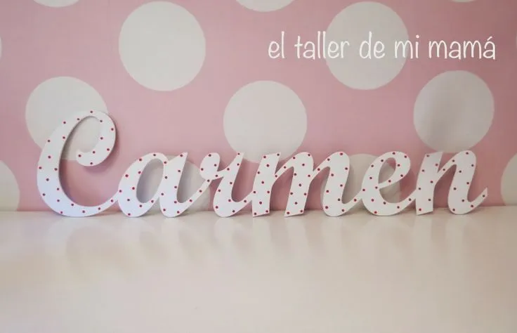Nombre de madera Carmen, pintado a mano con lunares rojos. Olé ... Nombre de madera Carmen, pintado a mano con lunares rojos. Olé ...
