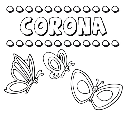 Corona: dibujos de los nombres para colorear, pintar e imprimir