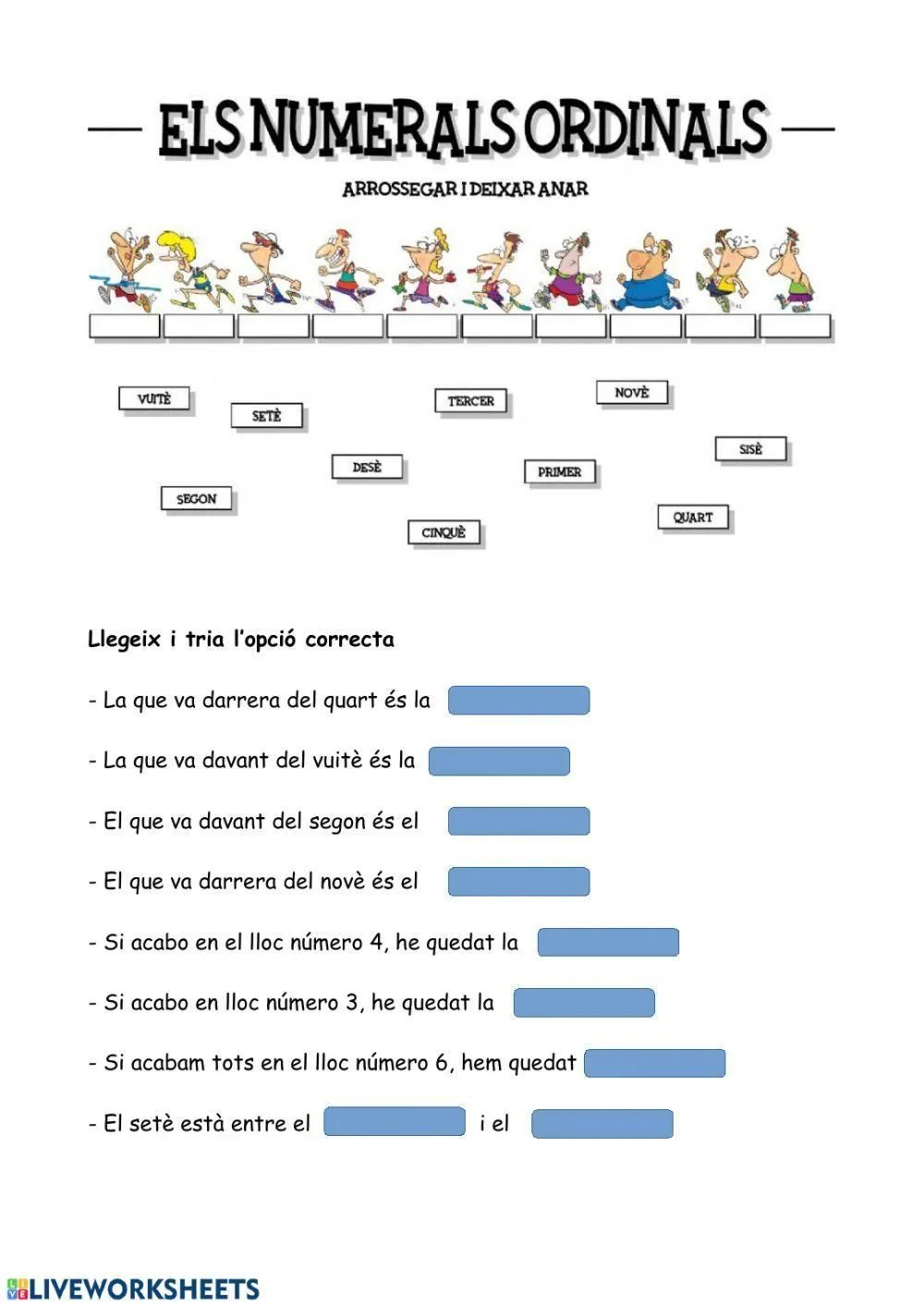 Nombres ordinals worksheet | Live Worksheets