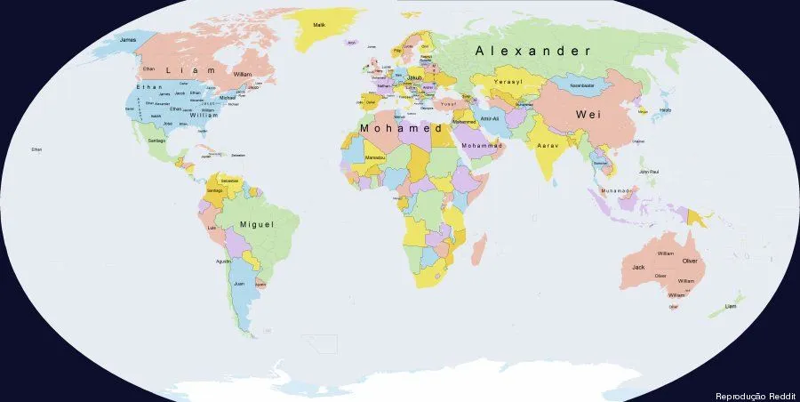 Os nomes de meninos mais populares do mundo