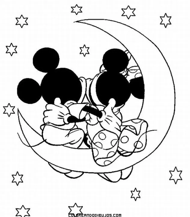 Mickey Mouse y Minnie enamorados para colorear - Imagui