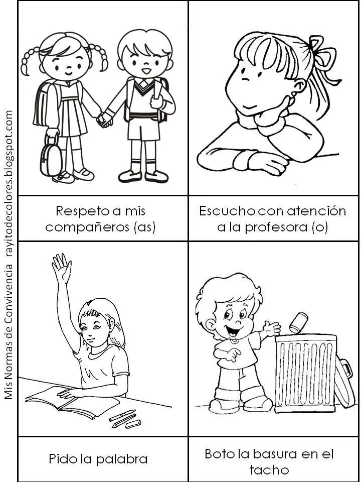 Normas de convivencia en el aula para colorear - Imagui Normas de convivencia en el aula para colorear - Imagui