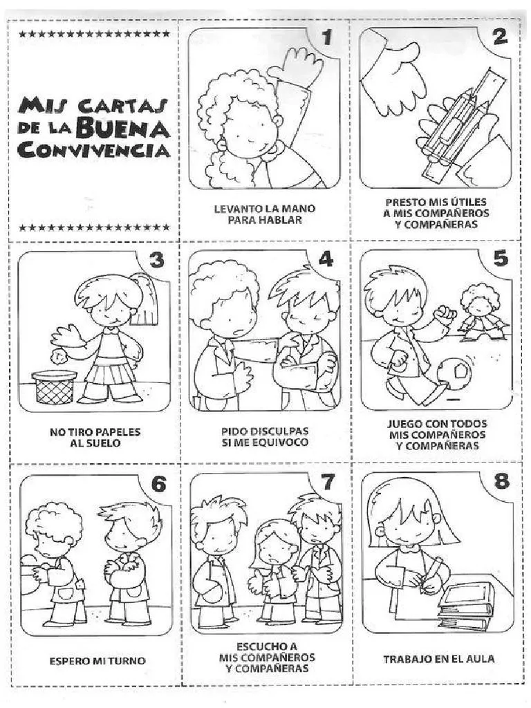 Normas de Convivencia para Colorear | PDF