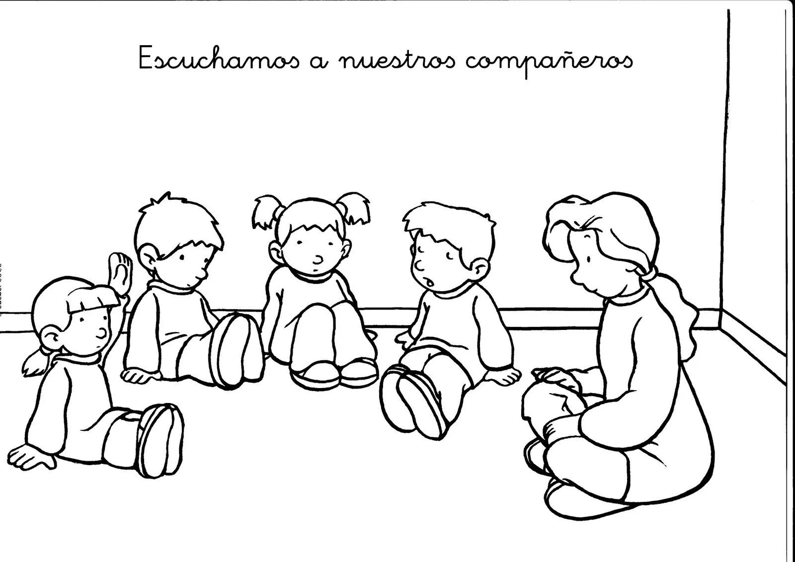 Normas y hábitos en el aula para colorear