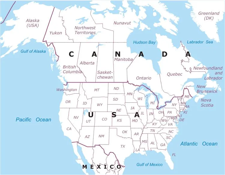 Norte America | Mapas, Puertos y Aeropuertos