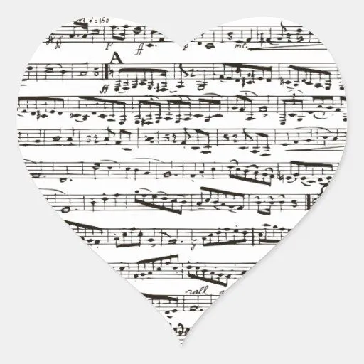 Notas musicales blancos y negros pegatina en forma de corazón | Zazzle Notas musicales blancos y negros pegatina en forma de corazón | Zazzle