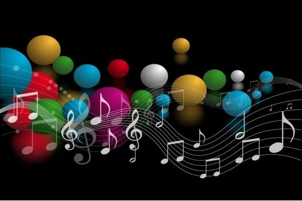 Notas musicales y bolas de colores (7135)
