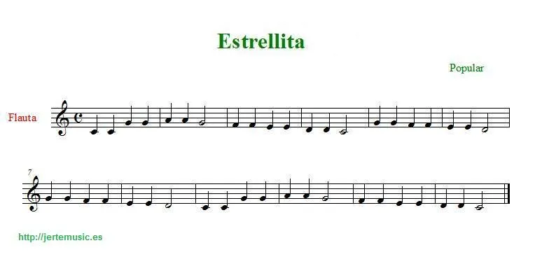 Notas musicales de estrellita donde estas para flauta - Imagui