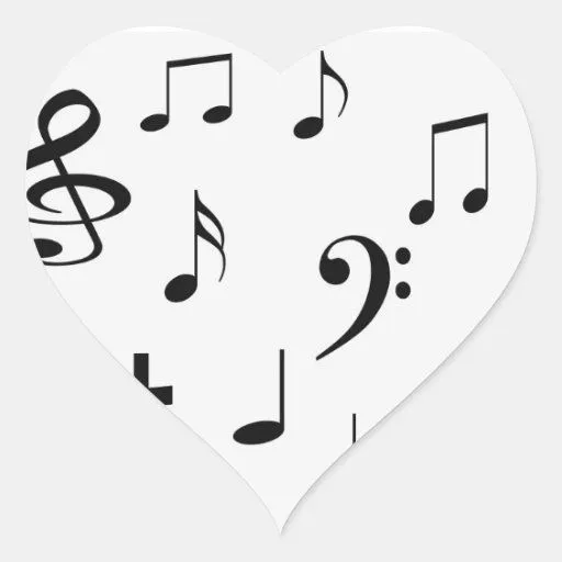 Notas musicales pegatina en forma de corazón | Zazzle