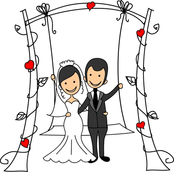 Novio y la novia de boda de dibujos animados — Vector stock ... Novio y la novia de boda de dibujos animados — Vector stock ...