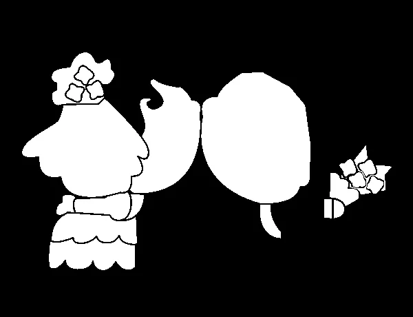 Dibujo de Beso de recién casados para Colorear Dibujo de Beso de recién casados para Colorear