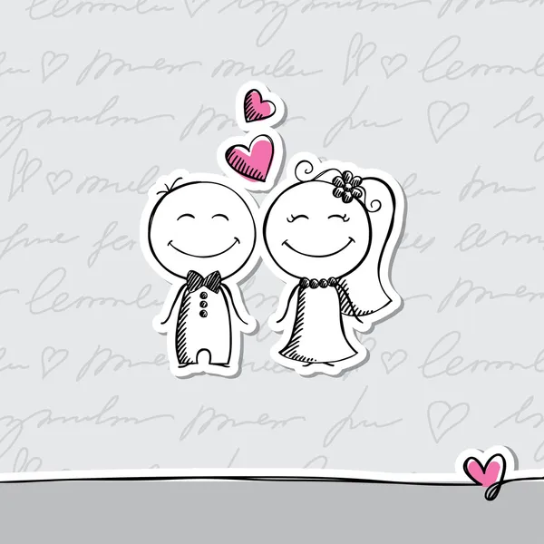 Novios dibujados a mano — Vector stock © redcollegiya #12456500