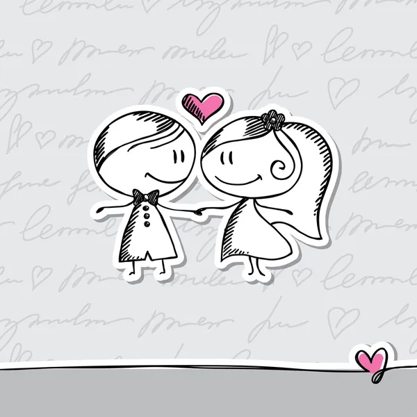 Novios dibujados a mano — Vector stock © redcollegiya #12456498