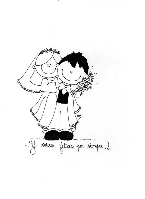 Novios Para Tarjetas De Boda Dibujos Bodas Colorear | dibujos de ...