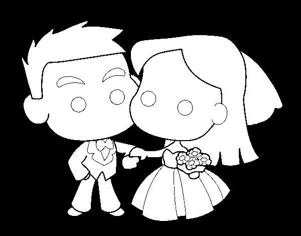 Dibujo de Novios para Colorear - Dibujos.net Dibujo de Novios para Colorear - Dibujos.net