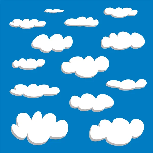 Nubes blancas sobre fondo de cielo azul vector conjunto. nube de ...