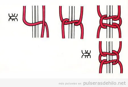 Cómo hacer nudo llano en pulseras de hilo, paso a paso | Pulseras ... Cómo hacer nudo llano en pulseras de hilo, paso a paso | Pulseras ...