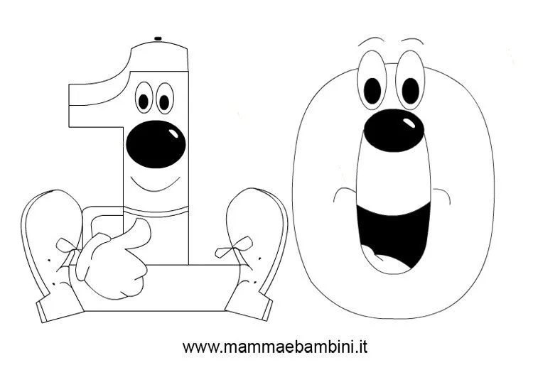 Numeri da stampare e colorare: il 10 - Mamma e Bambini Numeri da stampare e colorare: il 10 - Mamma e Bambini