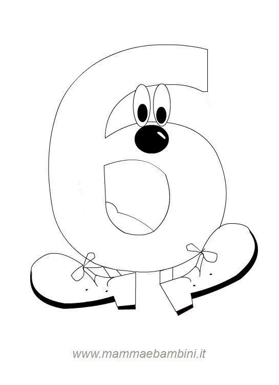 Numeri da stampare e colorare: il 6 - Mamma e Bambini Numeri da stampare e colorare: il 6 - Mamma e Bambini