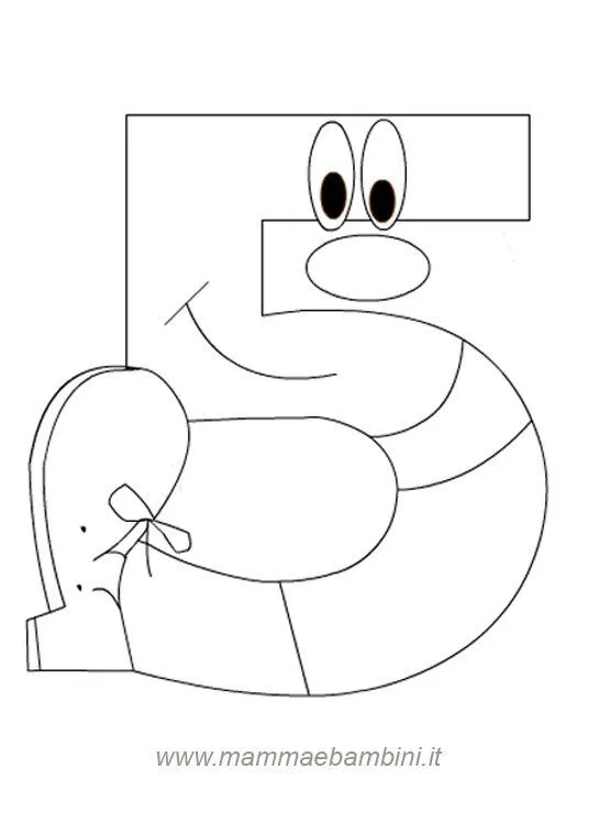 Numeri da stampare e colorare: 5 - Mamma e Bambini Numeri da stampare e colorare: 5 - Mamma e Bambini