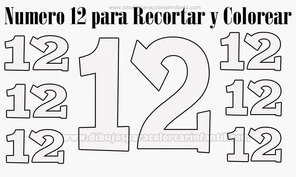 Numero 12 para colorear - Dibujos para colorear ~ Dibujos para ... Numero 12 para colorear - Dibujos para colorear ~ Dibujos para ...